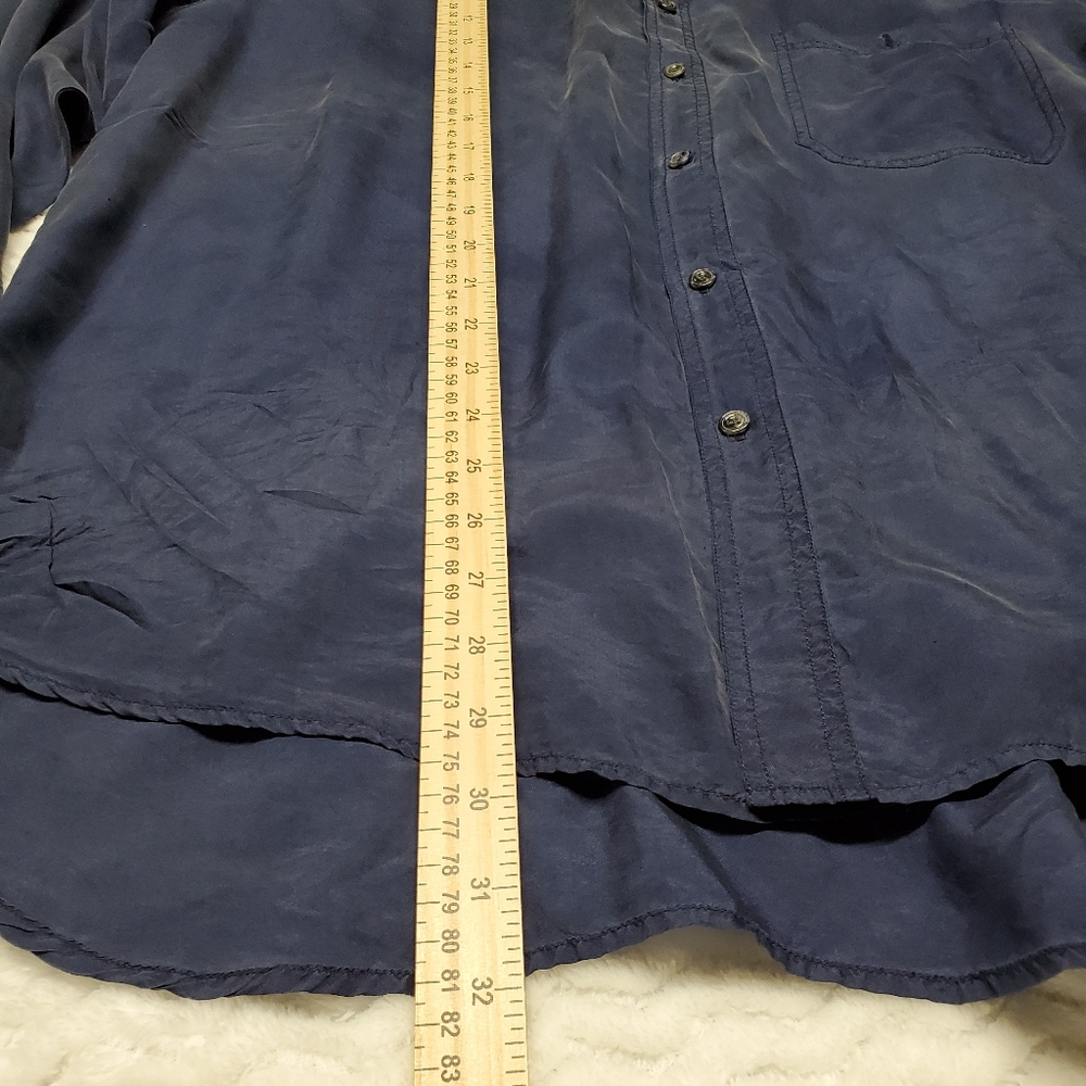 LUTAR CLASSICS MENS 100% SILK BLUE BUTTON UP SHIRT LARGE - Picture 2 of 8